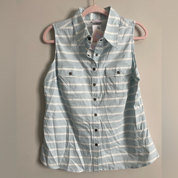 Lularoe Striped Roxanne Shirt Sleeveless Top - Picture 3 of 12
